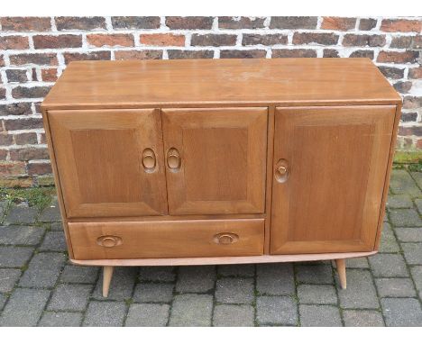 Ercol light elm sideboard with damage to handle (some pieces present) L 114 cm D 44 cm H 83 cm