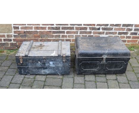 Tin trunk and wooden chest