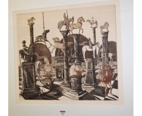 Julia Midgeley - Cavalcade, lithograph, signed, titled and numbered in pencil to the margin 9/50, 42x49cm