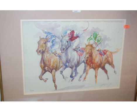Jackie Jones - The final furlong, lithograph, No.1/200, 28 x 39cm