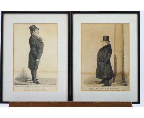 After Richard Dighton, 'An Exotick' at the Green House, Leaden Street,  28cm x 28cm and another 'A Pillar of the Exchange' 28