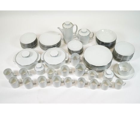 A Thomas "Medallion Platinum Band" pattern porcelain dinner service, comprising; eight dinner plates, eight side plate, eight