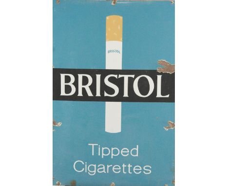 An enamel Bristol cigarette sign, mounted on board, 91.5cm x 61cm