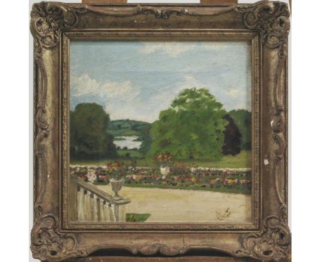 E.L.Garnier, Garden views, oil on canvas signed and dated 1900 lower right, 27cm high x 27cm wide
