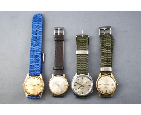 A collection of seven dress watches all fitted with leather or fabric straps., having manual wind movements. Gross weight 242