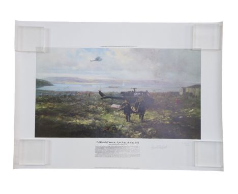After David Shepherd, (1931-2017) "Falklands Casevac, Ajax Bay, 28 May 1982", signed limited edition, un-framed print, 45 cm 