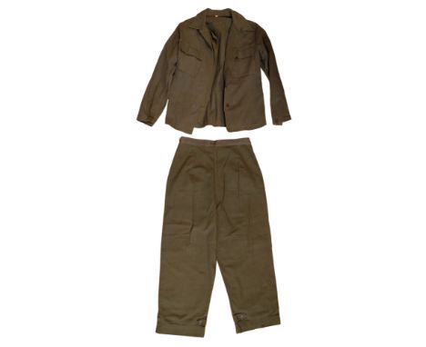 A Second World War US Army Women's HBT jacket and trousers