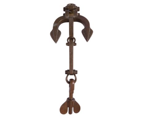 A brass precise miniature scale model ship's Hall pattern anchor, 18 cm to head