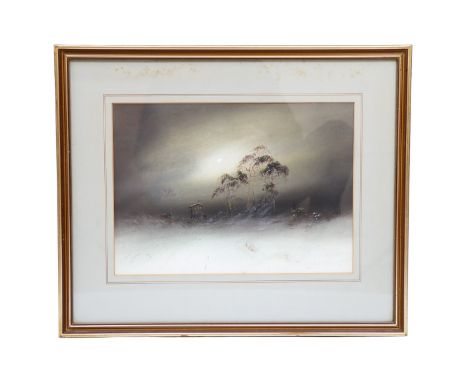 Herbert Tomlinson (late 19th / 20th Century) "Moonlight Cannock Chase", an isolated, barren, nighttime depiction of a figure 