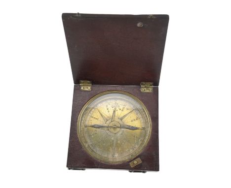 A George III magnetic compass by Bowie of Newcastle, 13 cm x 14 cm 