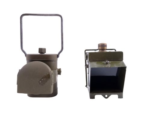 A Second World War British army Electric Traffic Lantern together with a No 1 Electric Lamp