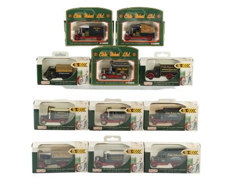 Eleven Corgi diecast model vans in the Eddie Stobart livery