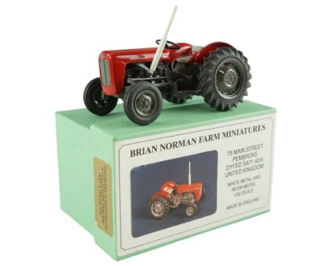 A boxed Brian Norman Farm Miniatures Massey - Ferguson 35 (FM 08) diecast model tractor, with signed and dated certificate of