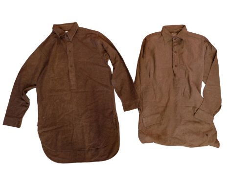 Two 1945 dated British army other ranks' collar-attached shirts
