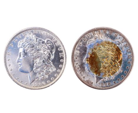 Two silver US Morgan Dollars, 1886 and 1896 