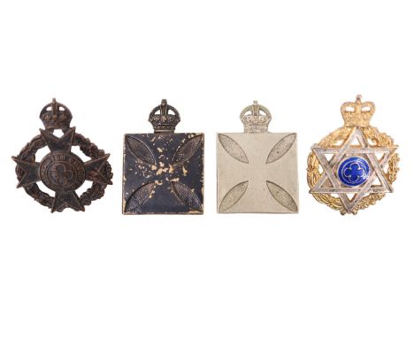 Four Army Chaplains' cap badges