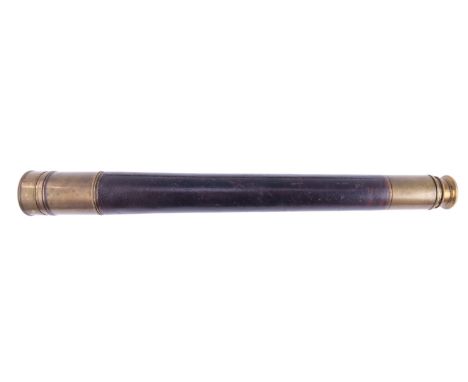 A Victorian single draw telescope by Sharman Dermot Neill, in leather bound brass with the draw inscribed "Sharman D Neill, B