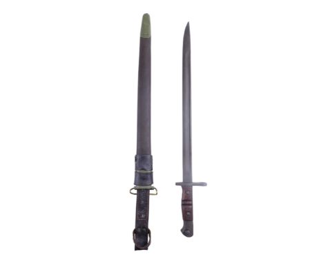A Home Guard issue US Model 1917 bayonet with British Pattern 1939 leather frog