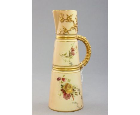 Royal Worcester Blush Ivory Jug of tapering cylindrical form, shape 1047