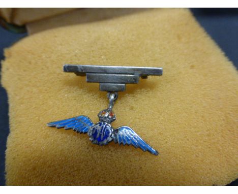 Silver and Enamel RAF Sweetheart Badge with Art Deco Shaped Bar