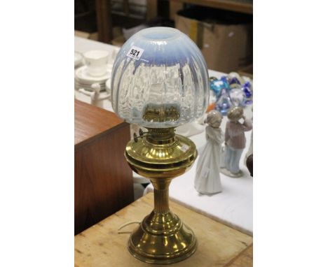 Vintage Oil Lamp with Vaseline Glass Shade