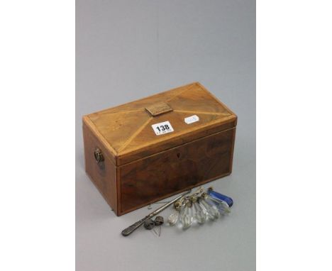 19th century Flamed Mahogany Tea Caddy with Lion Mask Handles