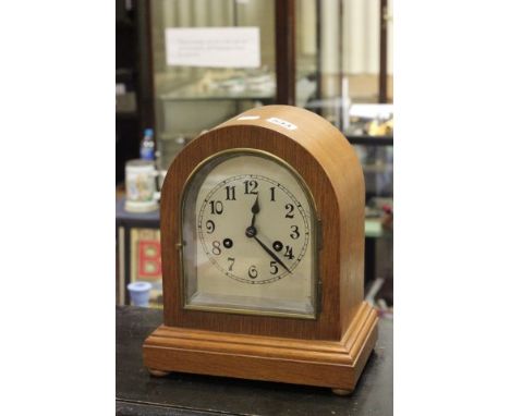 Oak Domed Topped Chiming Mantle Clock with 8-Day German Movement