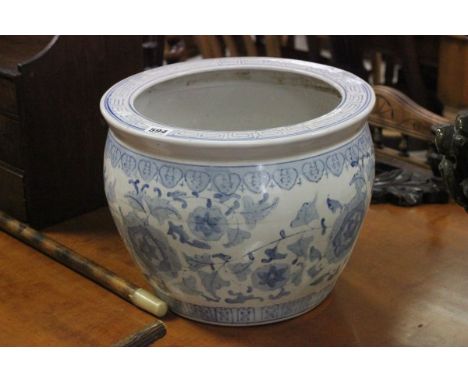 Large Blue and White Oriental Planter