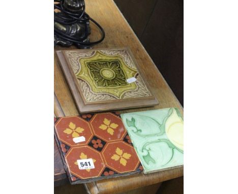 Minton's Art Pottery Tile, Art Nouveau Tile and a similar Teapot Stand