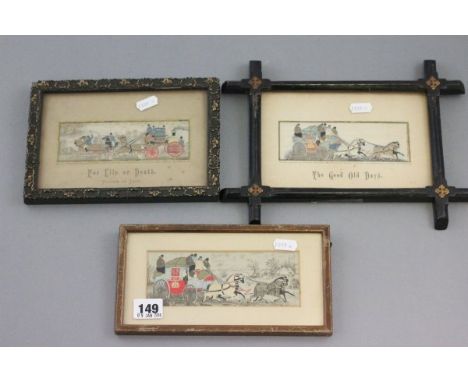 Two Framed and Glazed Stevengraphs ' The Good Old Days ' and ' For Life or Death ' plus another Stevengraph Style Picture