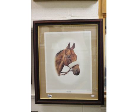 Framed and Glazed Neil Cawthorne Print of Red Rum and signed by Trainer D McCain plus Framed and Glazed A. Gadd Limited Editi