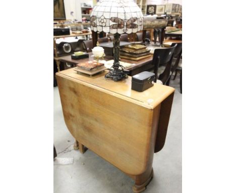 Mid 20th century Oak Gate-leg Table together with another Piano Stool