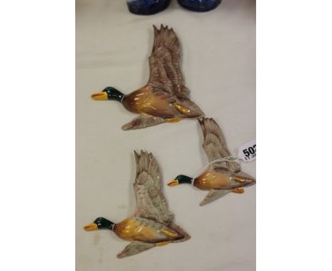 Set of Three Midwinter Burselm Graduating Flying Duck Wall Plaques