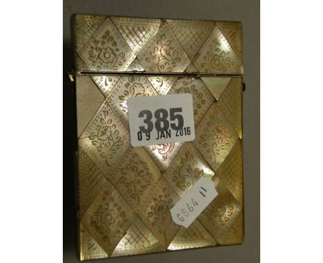 19th century Calling Card Case with Mother of Pearl Panels
