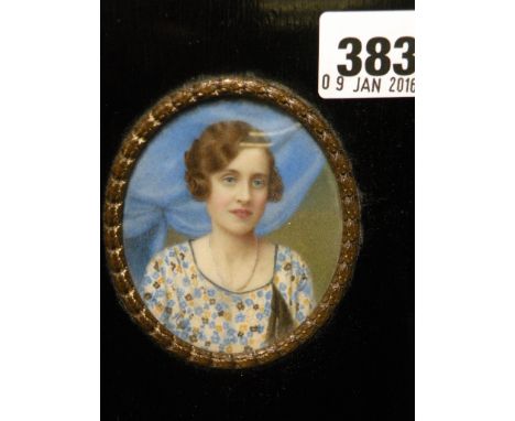 Early 20th century Miniature Portrait of a Lady in Ebonised Frame