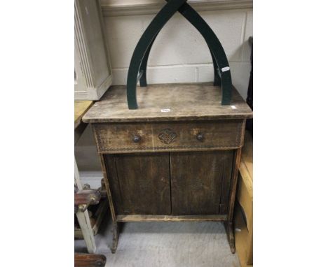 19th century Oak Two Door Cupboard with single drawer decorated with Celtic design