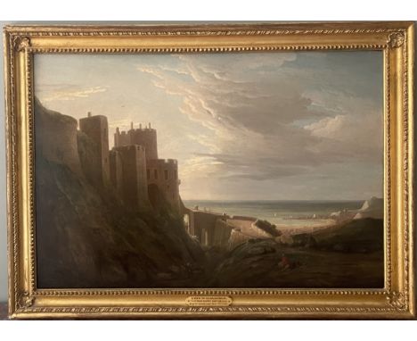 Property of a Gentleman.  View of Dover Harbour from Dover Castle. Thomas Whitcombe (1763 - 1824). Oil on cradled panel. In g