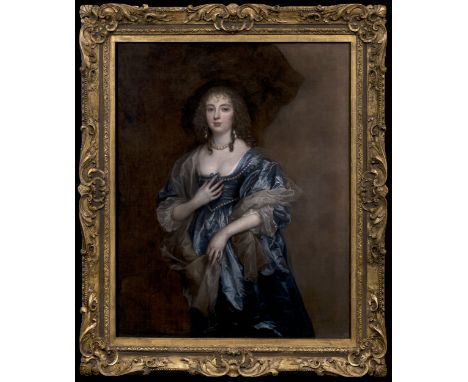 Property of a Lady. A three-quarter length portrait of Anne, Lady Russell, later Countess of Bedford (1615-1684), in a blue d