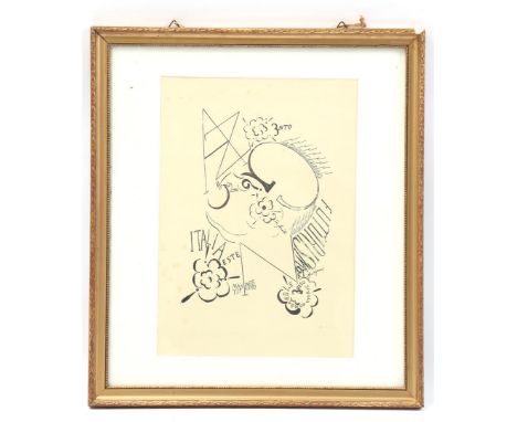 Francesco Cangiullo (1884-1977)Portrait of the artist Marinetti, lithograph 37x26 cm