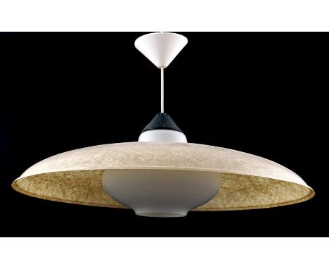 Louis Christiaan Kalff (1897-1976)Round fiberglass hanging lamp with opaline shade, attributed design Louis Kalff for Philips