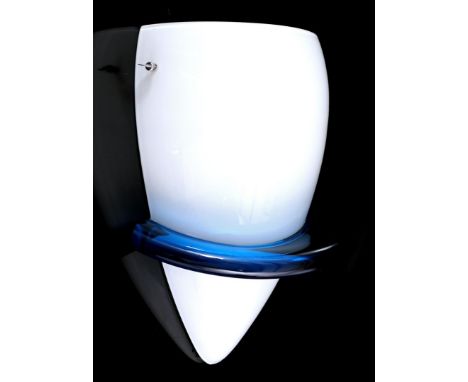 Marie Tina Aufiero (1959-)White and blue glass wall lamp, design Tina Aufiero for Venini, model 'Blue Swan', marked in glass,
