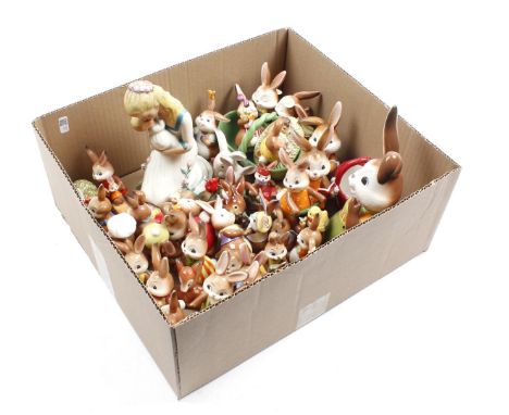 Box of various ceramic figurines of rabbits, Goebel Germany