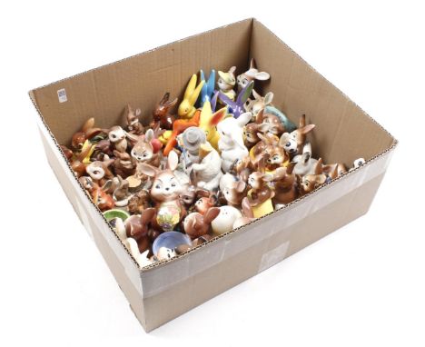 Box of ceramic figurines of rabbits, Goebel Germany