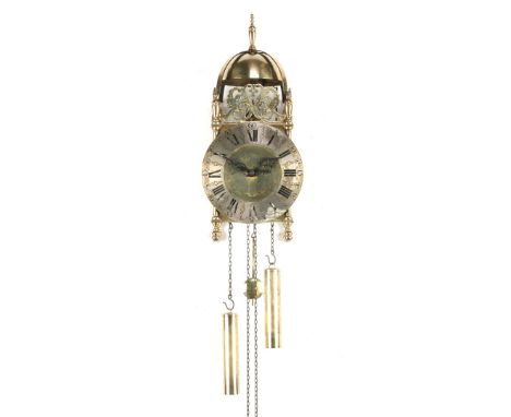 Brass lantern clock with address 'Rolf Evens Halfstead', England second half 20th century, 38 cm high