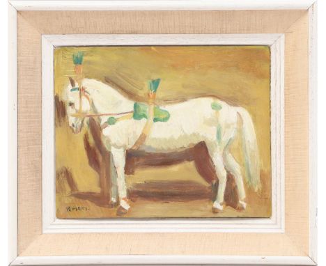With signature K Maks, circus horse, board 20x25 cm