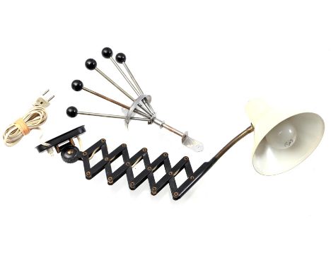 Herman Theodoor Jan Anthoin Busquet (1914-1977)Blackened metal scissor lamp with yellow shade, design H. Busquet for Hala, Ne