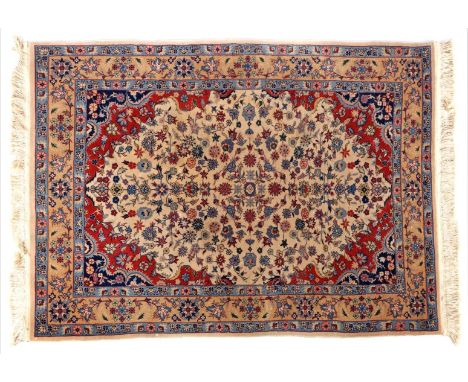 Hand-knotted wool carpet with oriental decor, 159x105 cm