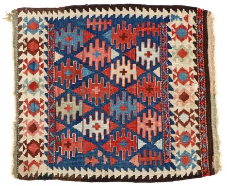 Hand-knotted antique oriental carpet, Kelim, Shahsvan, 60x53 cm