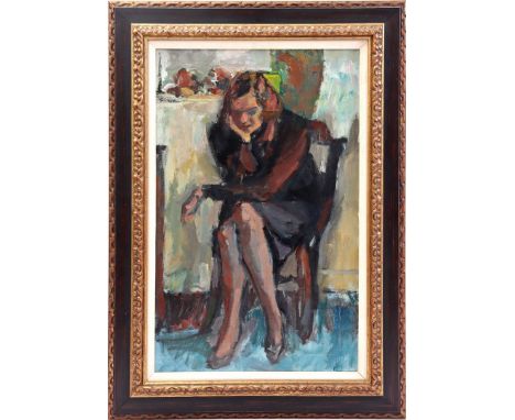 Anonymous, portrait of a woman on a chair, canvas 64x41 cm