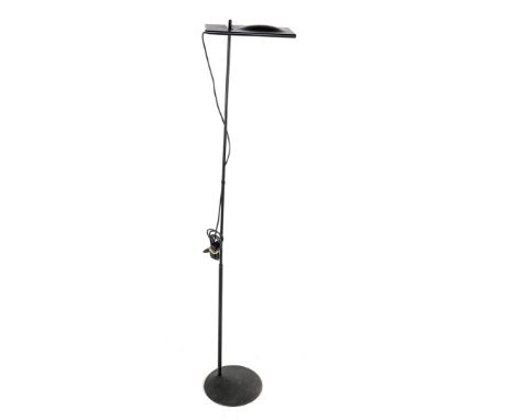 Black lacquered metal and plastic dimmable halogen floor lamp, design Marco Colombo &amp; Mario Barbaglia for Italiana Luce, 